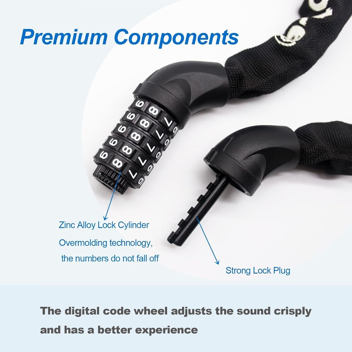 【CPC-L24】ロック Bike Chain Lock, 5-Digit Resettable Combination Heavy Duty