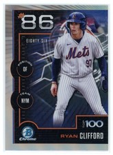 Ryan Clifford Top 100 Chrome Prospect Rookie 2025 Bowman Card #BTP-86 Mets. rookie card picture
