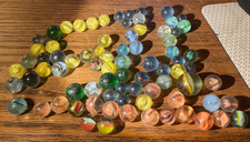 Vintage Vitro Orange 4 Vein Cats Eye Marbles Hybrid colors 77 Total Good Variety