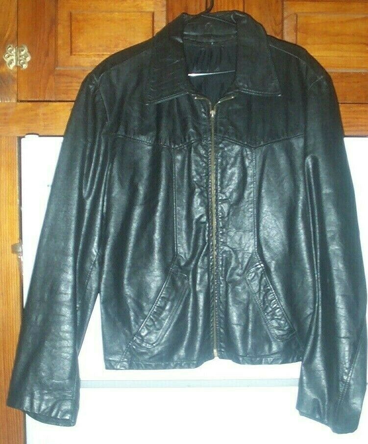Great looking vintage black leather western style jacket-42 Great looking vintage black leather western style jacket-42