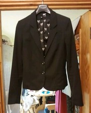 H & M Ladies Black Lined Single Breasted Blazer Jacket Size Uk 10 Vgc