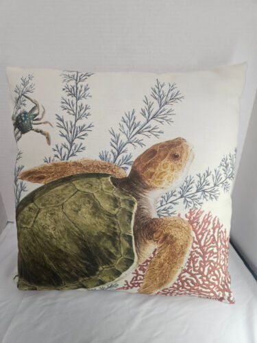 Pottery Barn Schildkröte und Krabbe Dekokissen Meer Wasser Thema Korallen Wasser - Bild 6 von 6