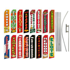 Tacos Burritos Tortas Swooper Flutter Advertising Food Business Flag Pole Kits
