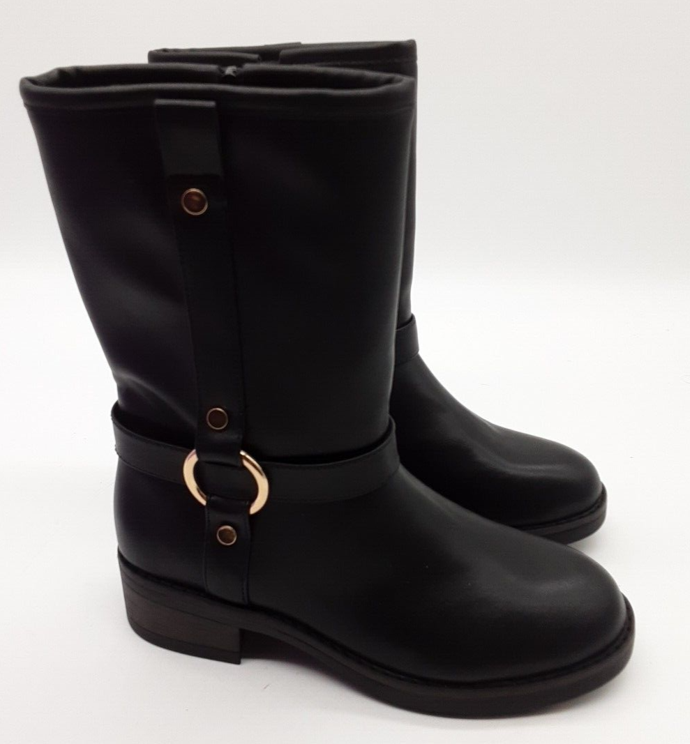 Womens Black Faux Leather Deichmann Graceland Boots With Fleece