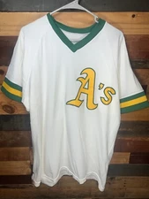 Vintage Retro MLB Oakland A's Athletics White Baseball Jersey Size XL VTG Rare