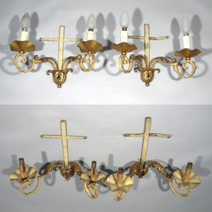 Shop Authentic Pair Of Vintage French Wrought Iron Gilded Tole Sconces Acanthus Morning Glory Discount Buy Online Asbm Com Br