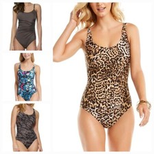 Calvin Klein Starburst Scoop Neckline Pleated One-Piece Swimsuit, Colors/Sizes