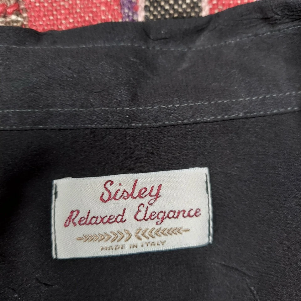 Blusa transparente manga larga abotonada Sisley relajada elegancia hecha en Italia talla 48 Foto 4 de 4