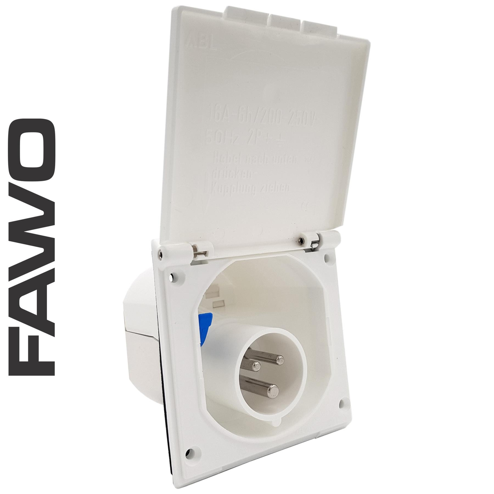 FAWO MAINS INLET HOOK UP FLUSH FIT WHITE FOR CAMPERVAN & MOTORHOME