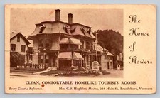 Postcard Vermont Brattleboro Advertising House of Flowers Guest House 1935 H344