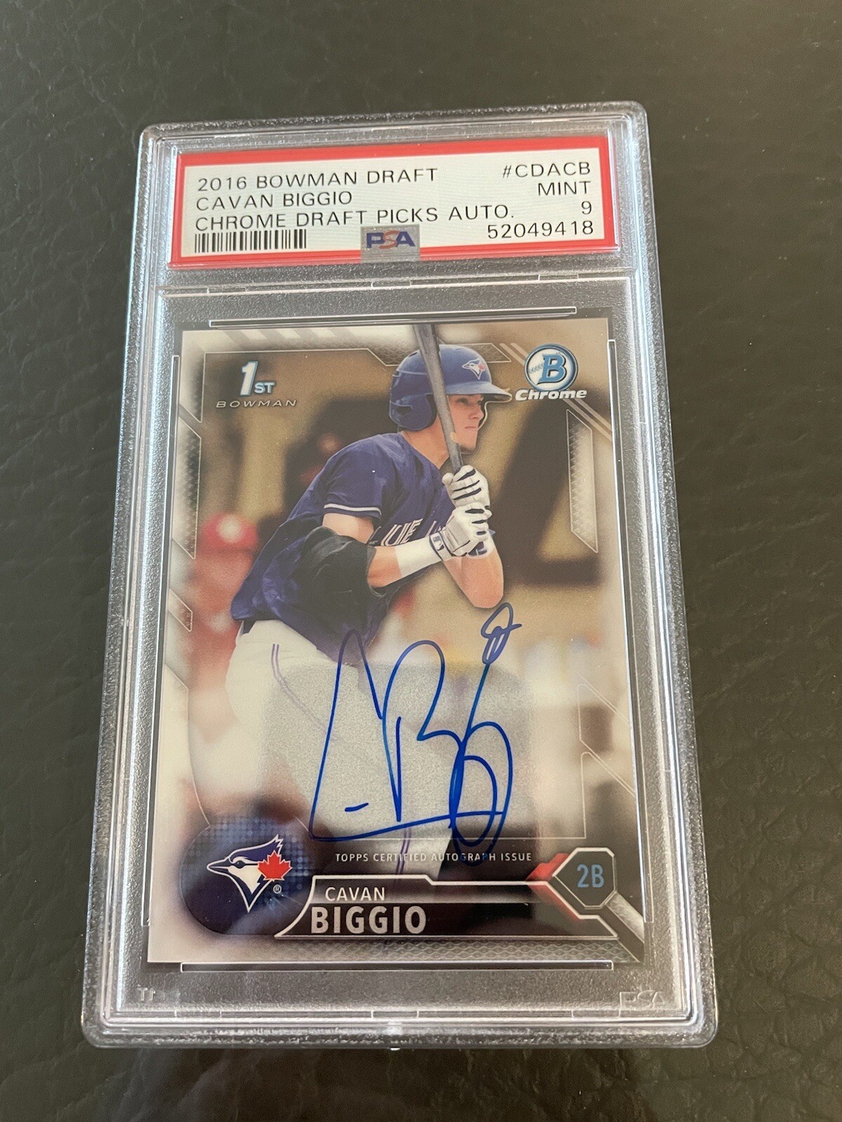 Cavan Biggio 2016 Bowman Draft Chrome Auto PSA9