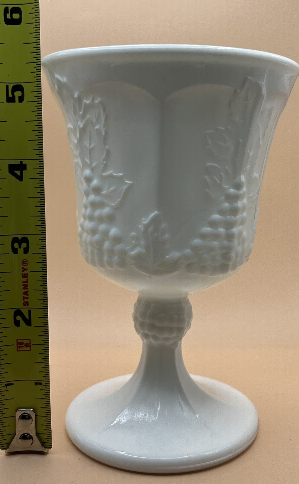 1960 Colony Glass Co. Harvest Grape Design White Milk Glass Goblets Set ...