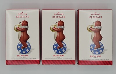 Hallmark Set of 3 Keepsake Christmas Ornaments Tin Toys Series Big-Top Bear 2014