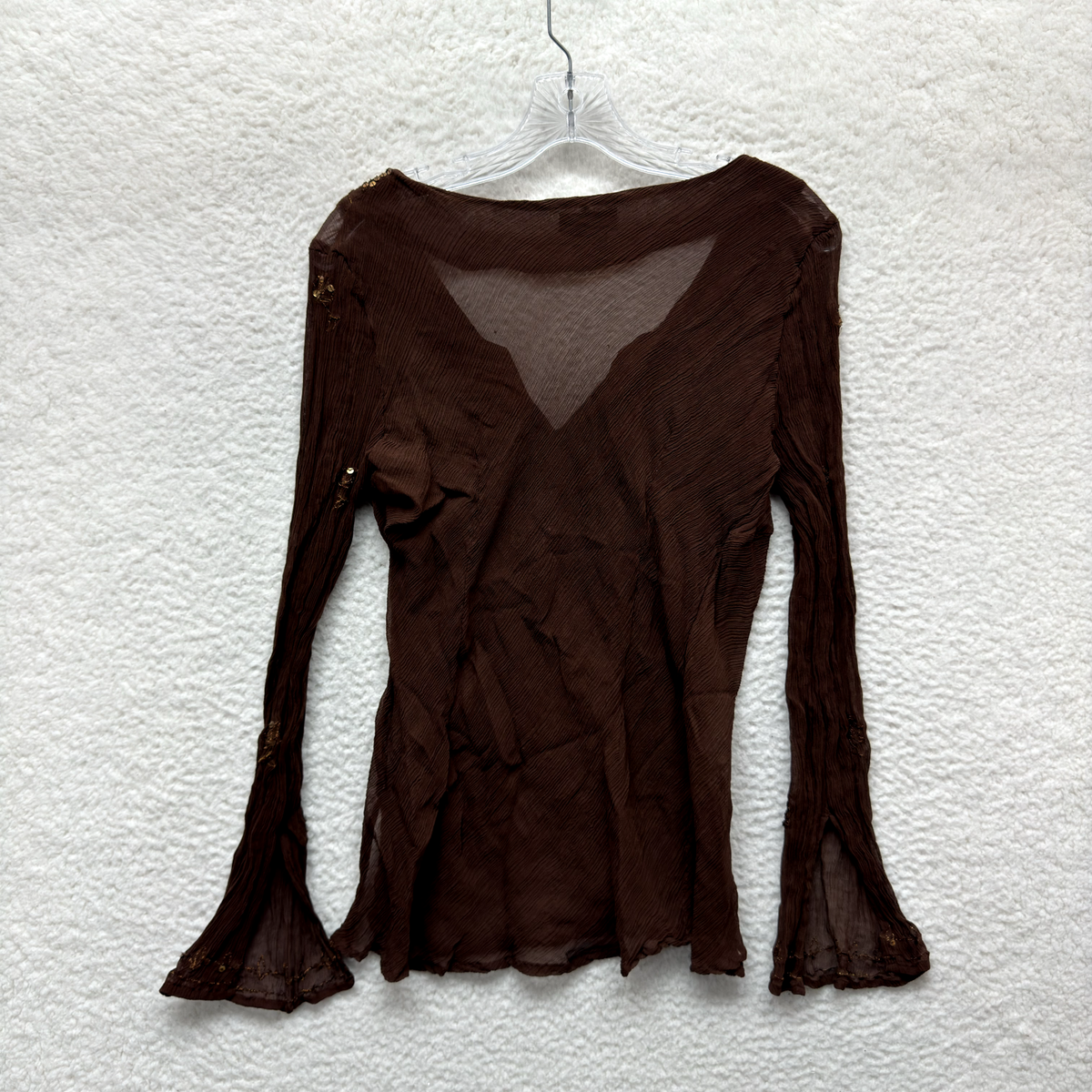 90s Y2K Vintage Silk Mesh Top Blouse XL Brown Boho Fairy Grunge Whimsigoth 90s Y2K Vintage Silk Mesh Top Blouse XL Brown Boho Fairy Grunge Whimsigoth