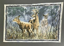 Winter Whispers Deer Fabric Panel Winter Snow Wilmigton Prints