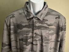 Travis Mathew Men's gray camo detail s/s golf polo shirt 2XL XXL EUC