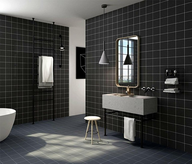 Black Wallpaper Self-adhesive Waterproof Decor Bathroom Wall Sticker