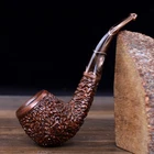 Rusticated Briar Tobacco Pipe 9mm Filter Carved Smoking Pipe Acrylic Taper Stem
