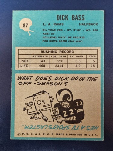 Tarjetas de fútbol americano Philadelphia 1964 completan el conjunto que elijas #1 - 98 - Imagen 173 de 195