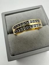 9ct Yellow Gold 0.53 carat Diamond Band Ring, used, very good condition, Size V