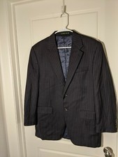 LAUREN RALPH LAUREN Vtg Navy Pinstriped Wool Blazer Suit Jacket Coat 40 Regular