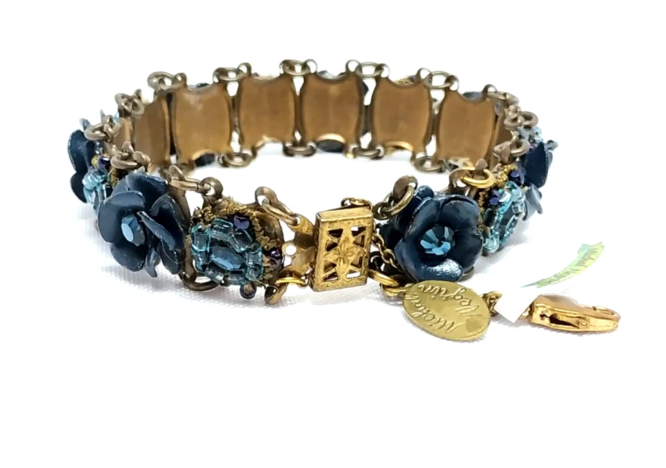 Hermosa pulsera única de cristal con flores azules Michal Negrin #44# Foto 2 de 4