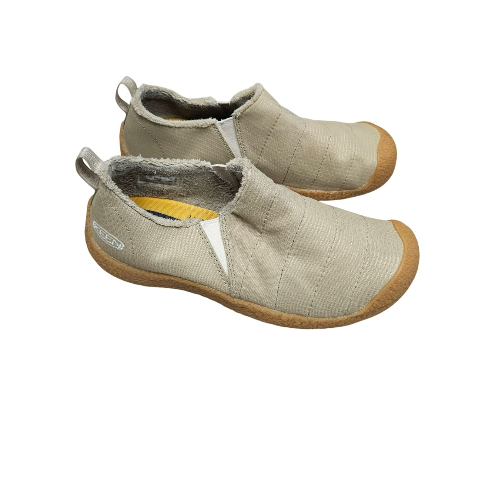 SAOLA Scarpe da donna Keen comode slip on beige taglia 9 foderate in pelliccia sintetica suola in gomma