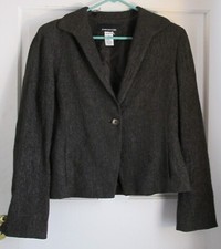 Jones New York Women's Brown Stretch Lined Textured L/S Blazer Jacket Size 6