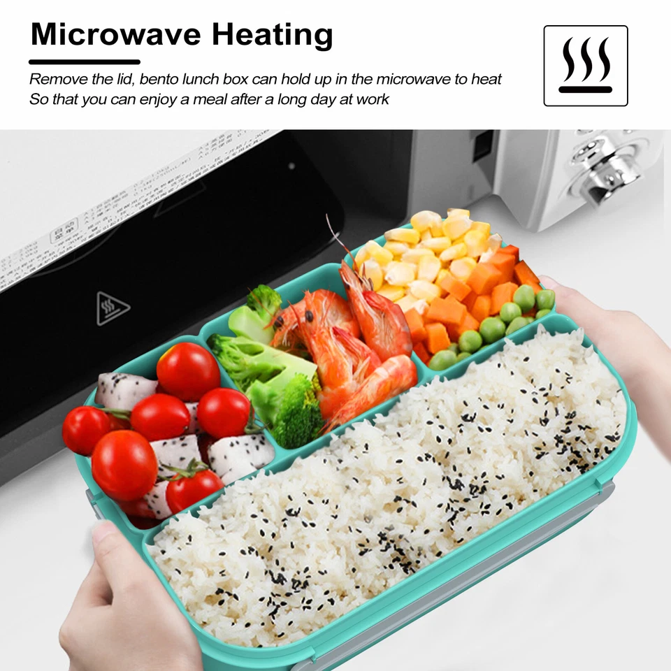 Lunch Box For Kids Adults Food Container Picnic Bento Storage Box 4 Compartments - Image 4 of 4