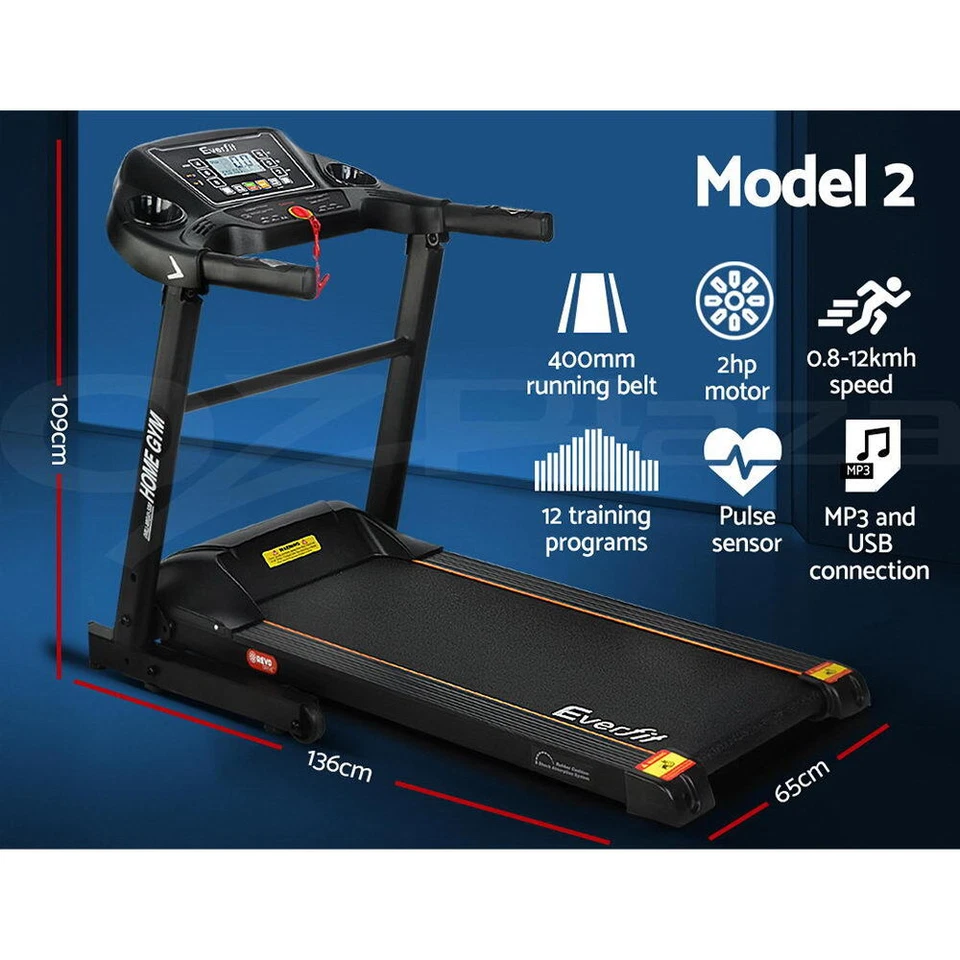 Everfit Electric Treadmill Auto Incline Home Gym Exercise Run Machine Fitness - image 3 of 4