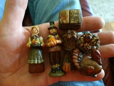 6 Stand Up Thanksgiving Fall Hand Painted Resin Decorations Desk Top Decor 