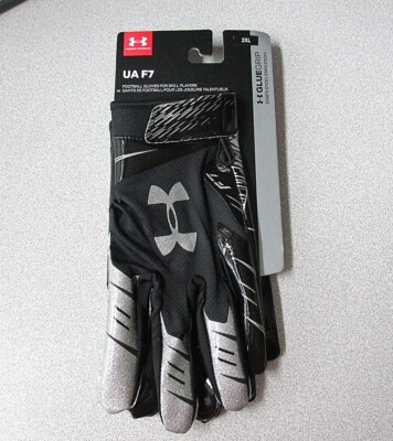 NEW UNDER ARMOUR HEATGEAR UA F7 FOOTBALL GLOVES 2XL BLACK/METALLIC