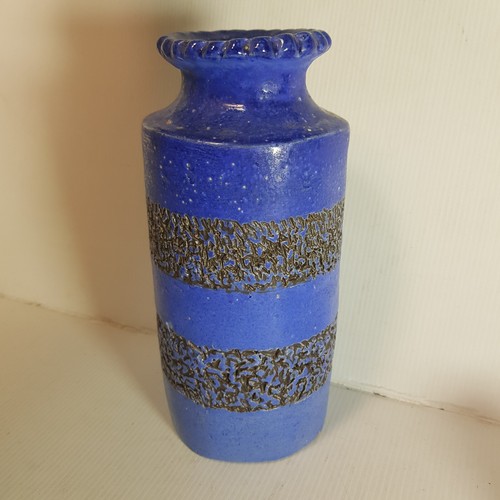 Vintage Pottery Vase Blue & Black Signed Andre To Base MCM - Picture 3 of 10