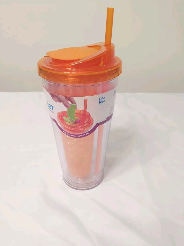 Botella de agua infusora de sabor Cool Gear 23 onzas naranja taza de plástico transparente sin BPA Foto 2 de 4