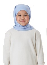 Sky blue children's cotton no pin hijab; girls' cotton hjiab
