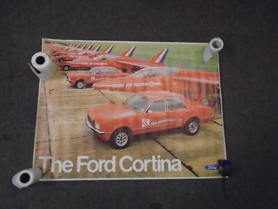 GENUINE A1 FORD CORTINA MK4 80'S RED ARROWS SIGNED BY ALL PILOTS! DEALER POSTER!