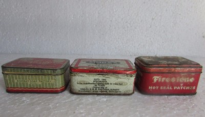 3Pc Vintage Unique Shape Different Co. Ad.Printed Tin Box Collectible