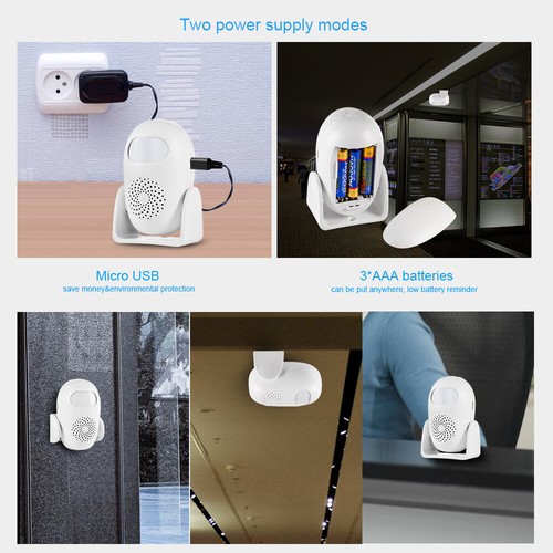 Wireless Motion Sensor System Driveway Garage PIR Alarm Alert Security Indoor US - Picture 7 of 26