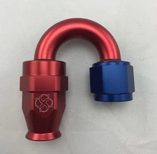 W630R -6AN 180° degree Hose End / PTFE / Teflon Swivel 6 AN Fitting -6 Red/Blue