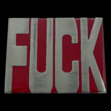 LARGE Adult F K ART SOLID RED  SILVER BELT BUCKLE HIPPY BIKER F CK