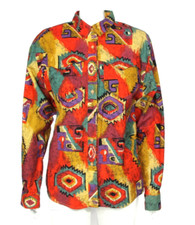 Vintage 80s 90s Wrangler Western Southwestern Aztec Womens Rodeo Shirt XL /572