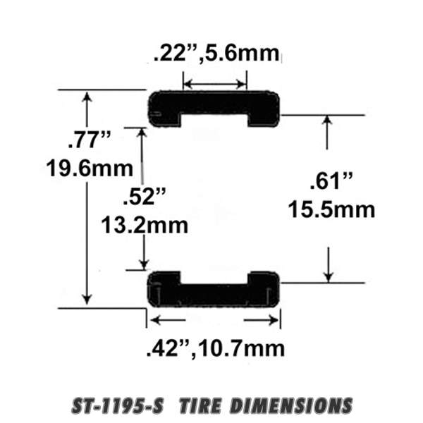 ST 1195S 1/32 Scale Slot Car Tires Fits Scalextric Hornby TVR Early
