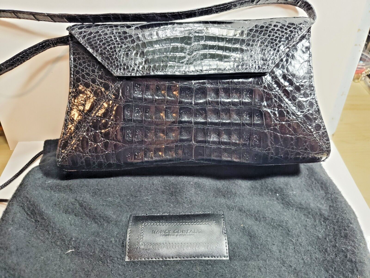 Nancy Gonzalez Crocodile Handle Bag Black Closure Purse Clutch