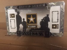 U.s. Army Star All Metal License Plate Frame New