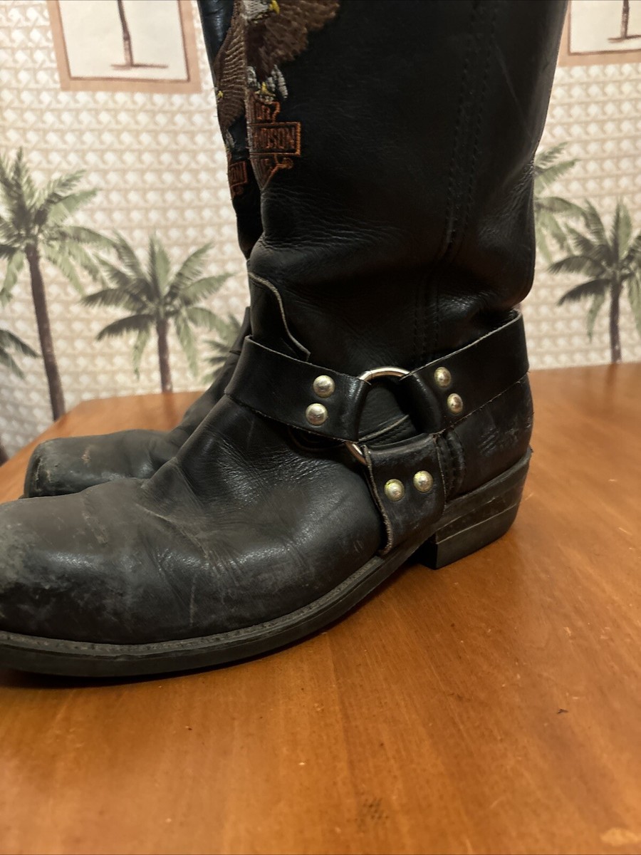 Vtg HARLEY DAVIDSON Leather Motorcycle Engineer Boots