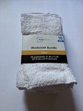 Mainstays Cotton Washcloth Bundle Collection, 18 Pack, White, Free Shipping