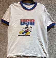 Vintage Disney Mickey Mouse USA Running Raglan Single Stitch T-Shirt Size Medium