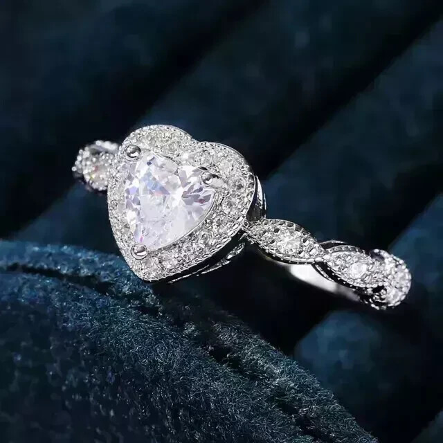 Ct Heart Cut Moissanite Wedding Engagement Ring 14K White