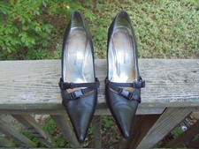 Dolce & Gabbana Woman's 6  36 1/2 Black Leather 3" High Heels Shoes