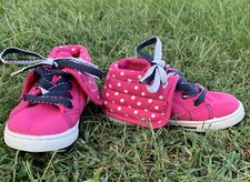 The Children  s Place Shoes Sneakers Pink Polka-dot Hi-Top Girl  s Toddler 10 EUC